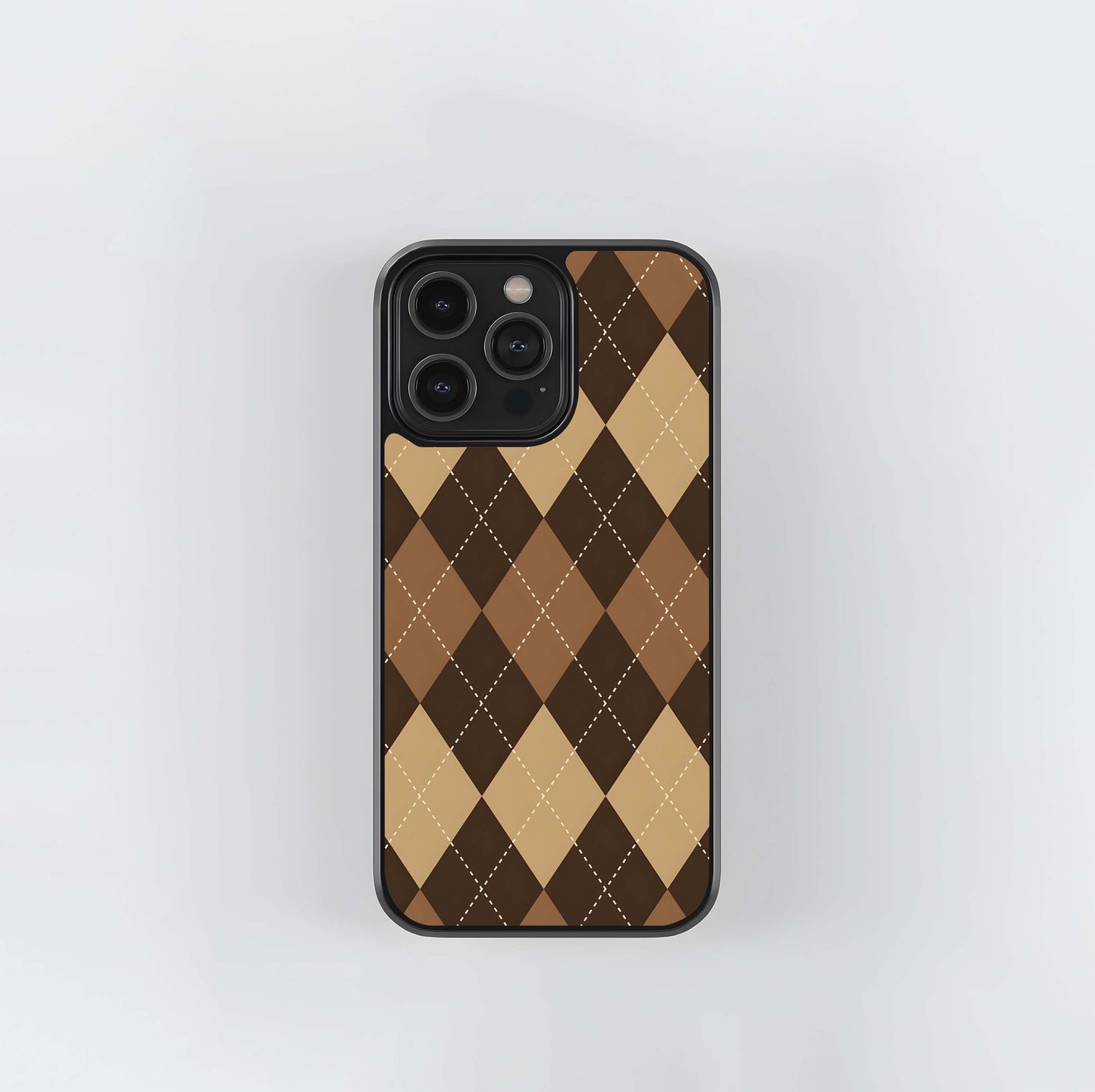 Brown Argyle Check Glass Case