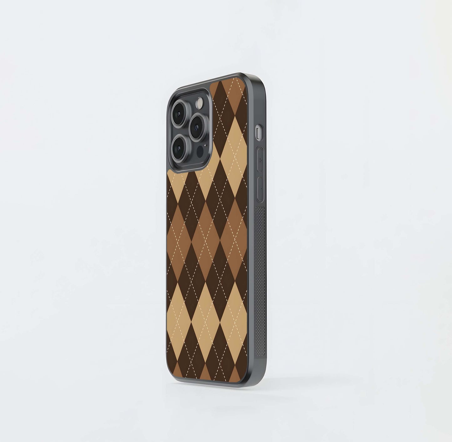 Brown Argyle Check Glass Case