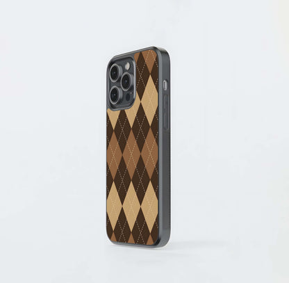 Brown Argyle Check Glass Case