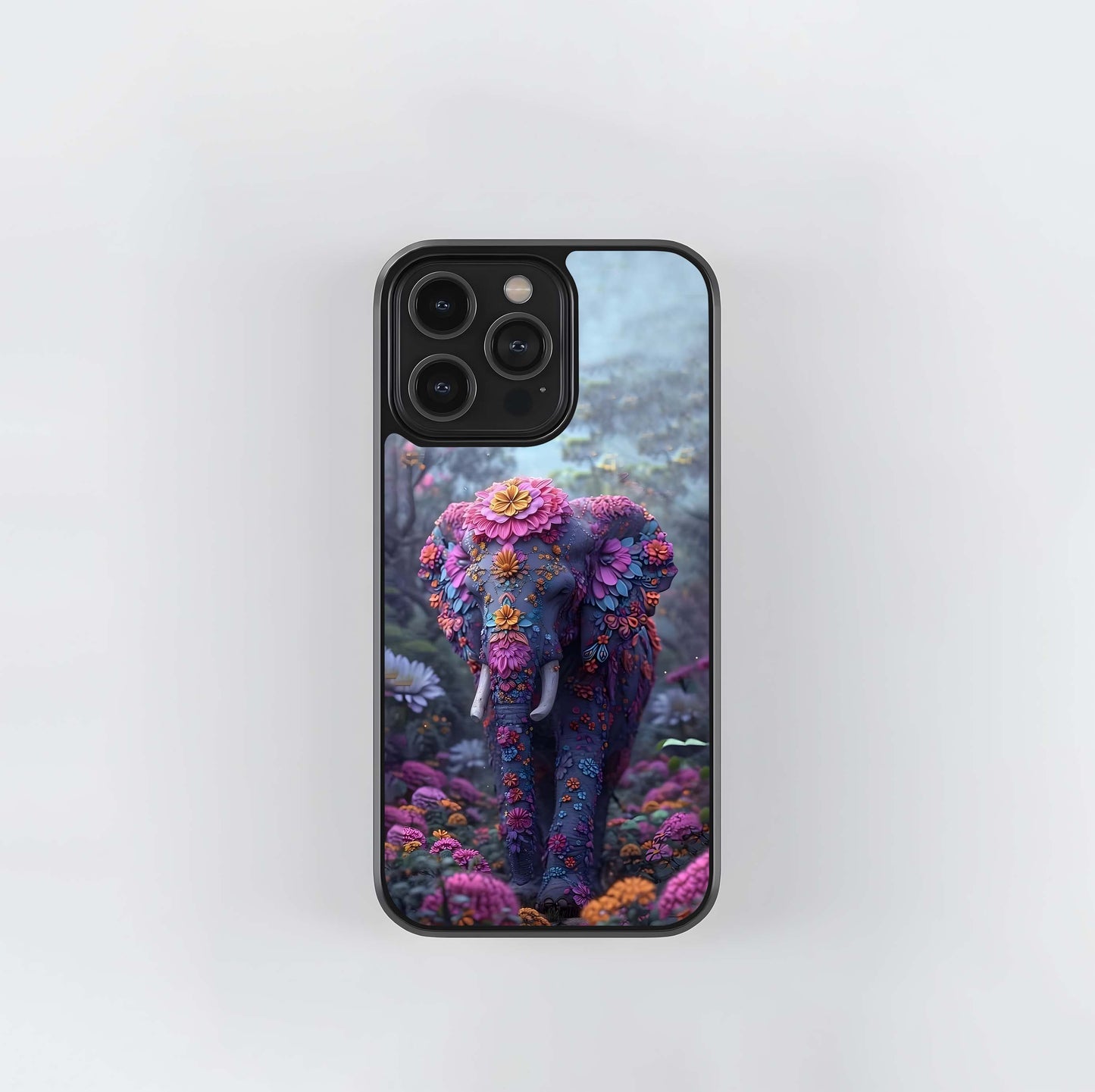 Jeweled Elephant Garden Glass Case
