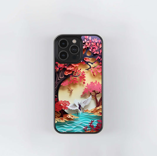 Crimson  Bird Tranquil Glass Case