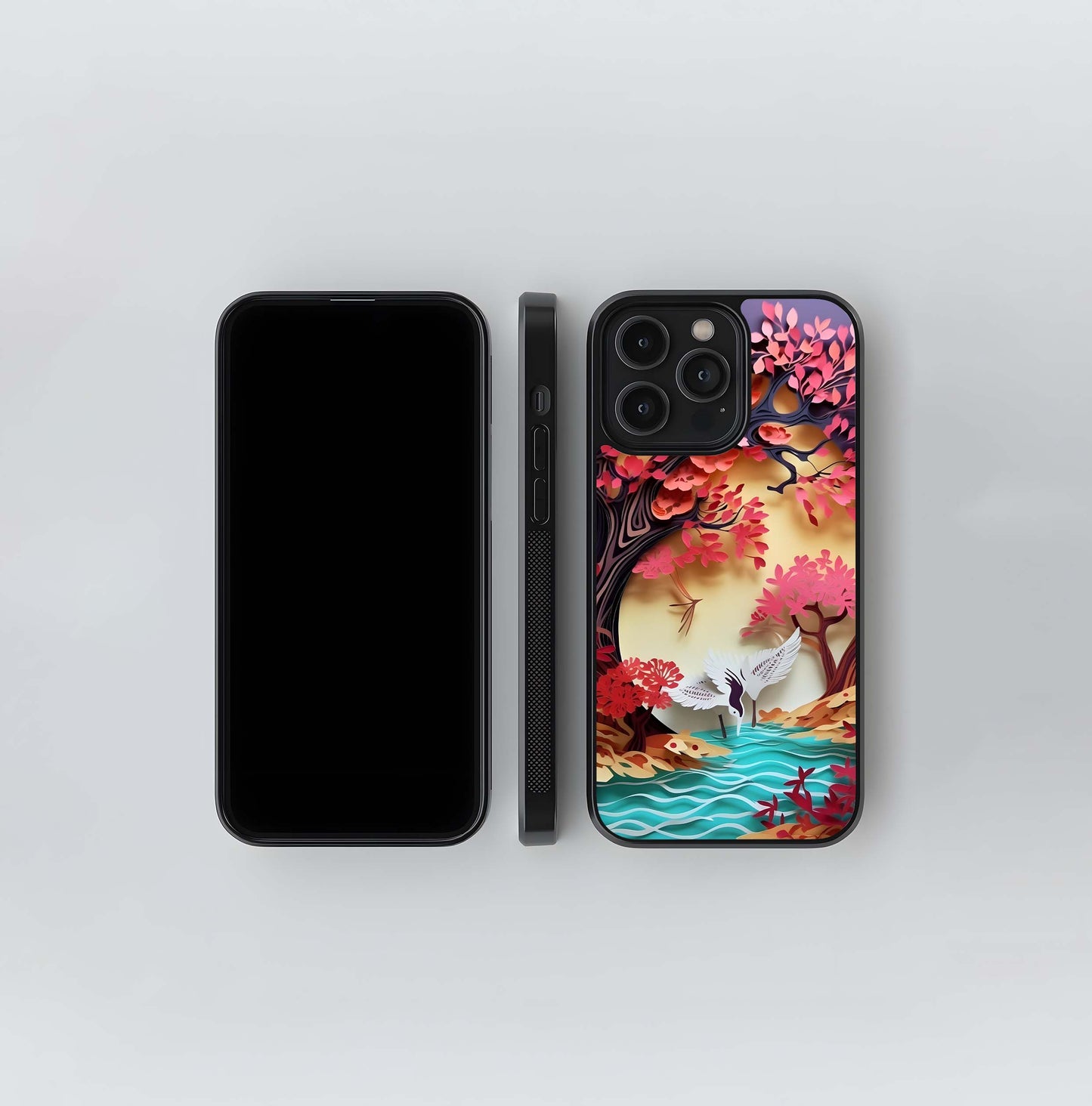Crimson  Bird Tranquil Glass Case
