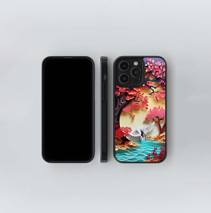 Crimson  Bird Tranquil Glass Case