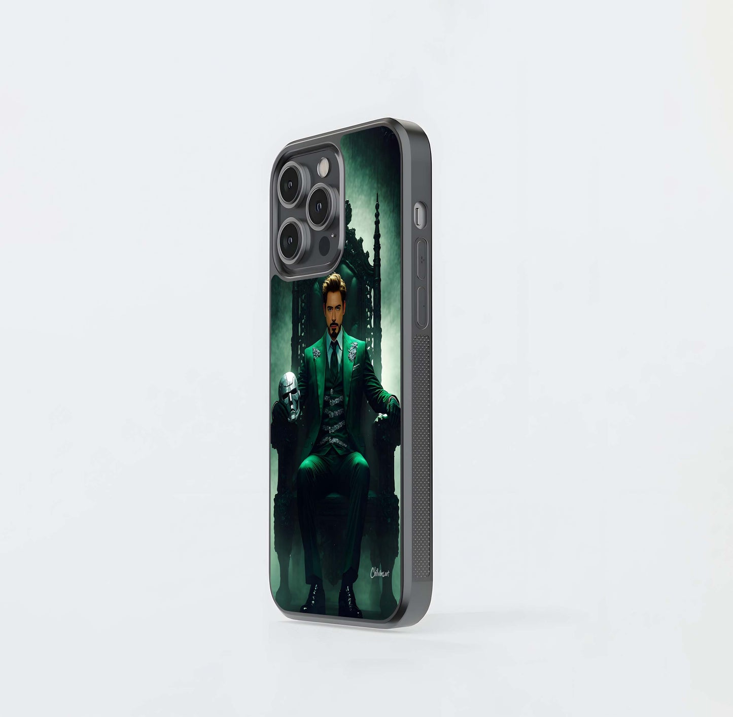 Robert Downey Jr. as Iron Man King in Emerald Suit Glass Case