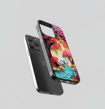 Crimson  Bird Tranquil Glass Case