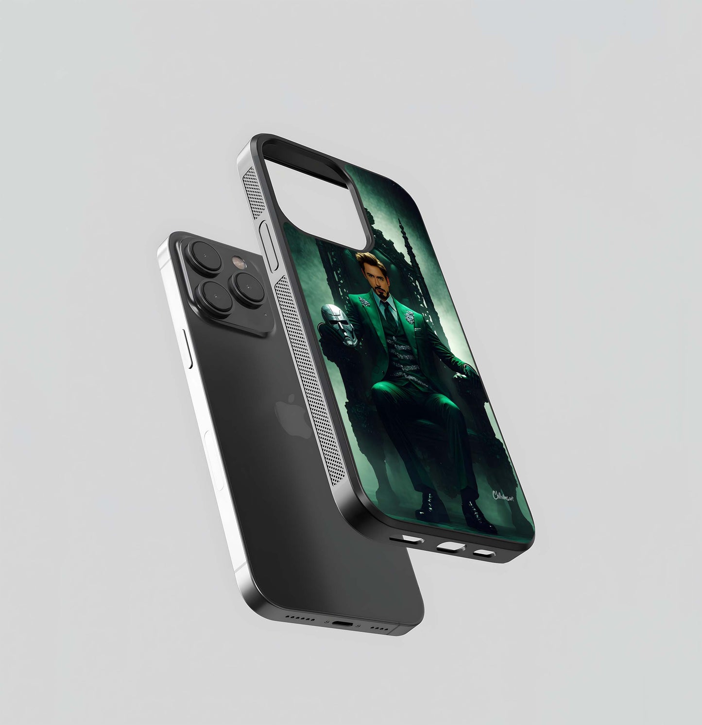 Robert Downey Jr. as Iron Man King in Emerald Suit Glass Case