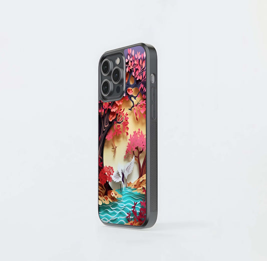 Crimson  Bird Tranquil Glass Case