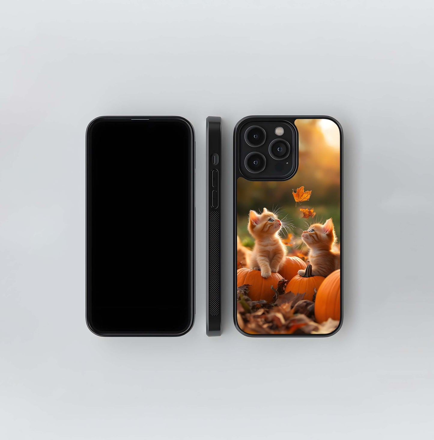 Kittens on Pumpkins Glass Case