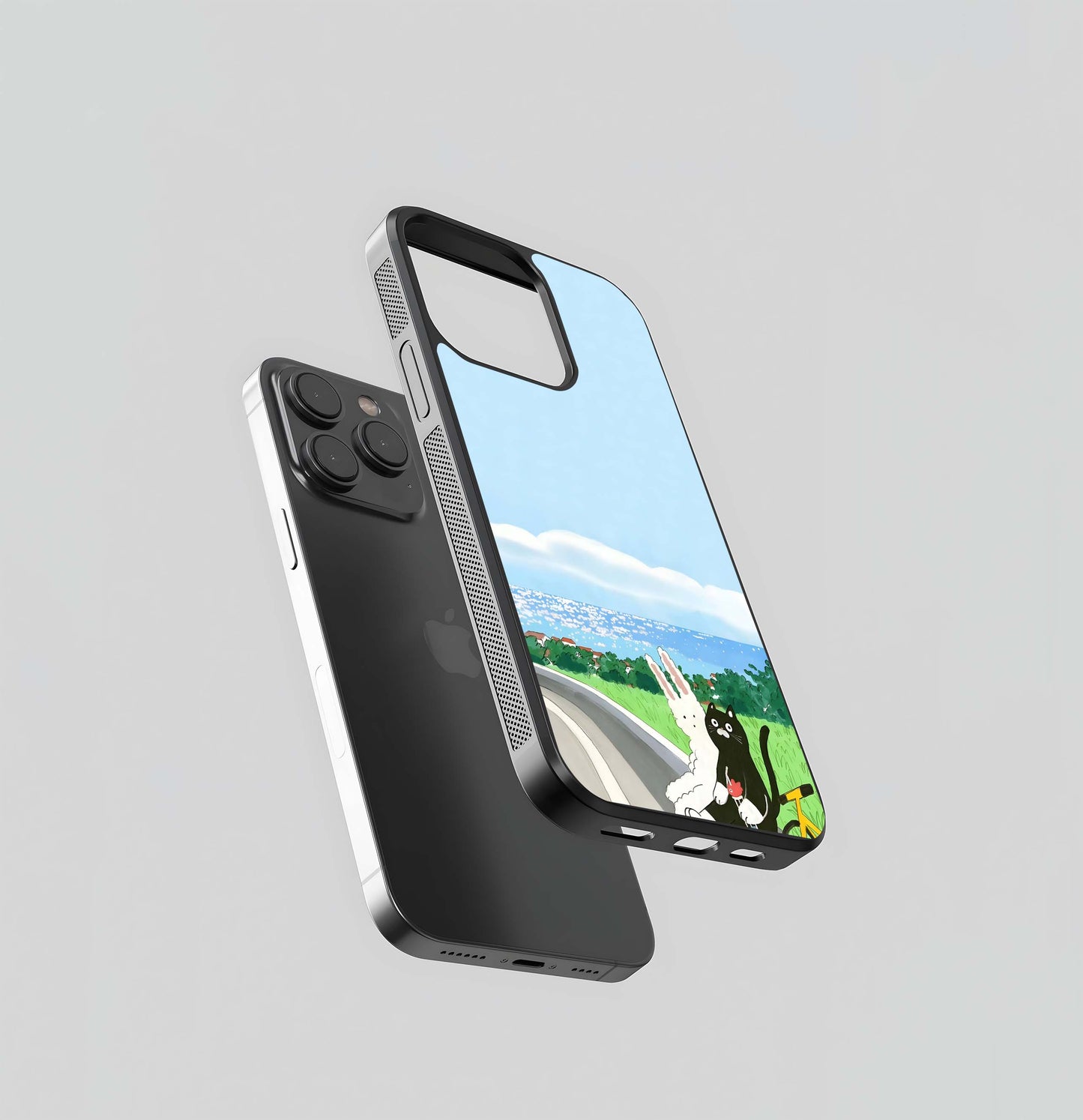 Bunny & Cat Ride Glass Case