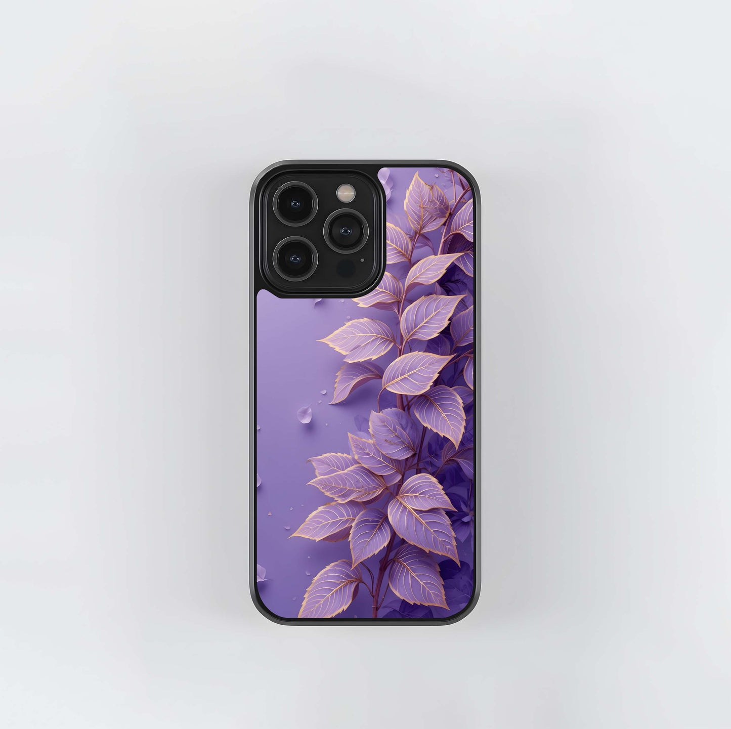 Lavender and Gold Foliage Glass Case
