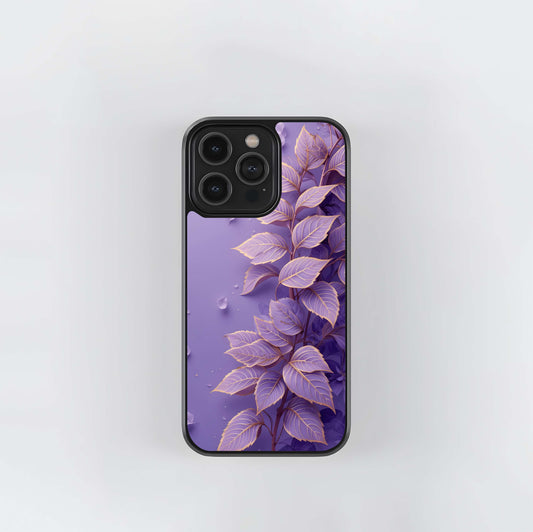 Lavender and Gold Foliage Glass Case