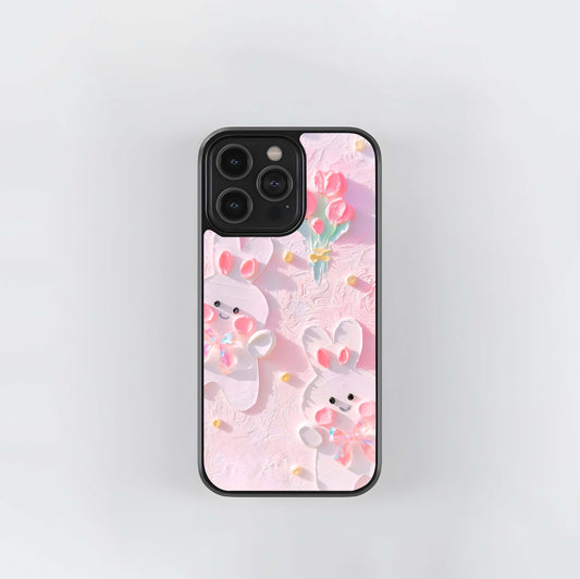 Bunny Blush Bloom Glass Case