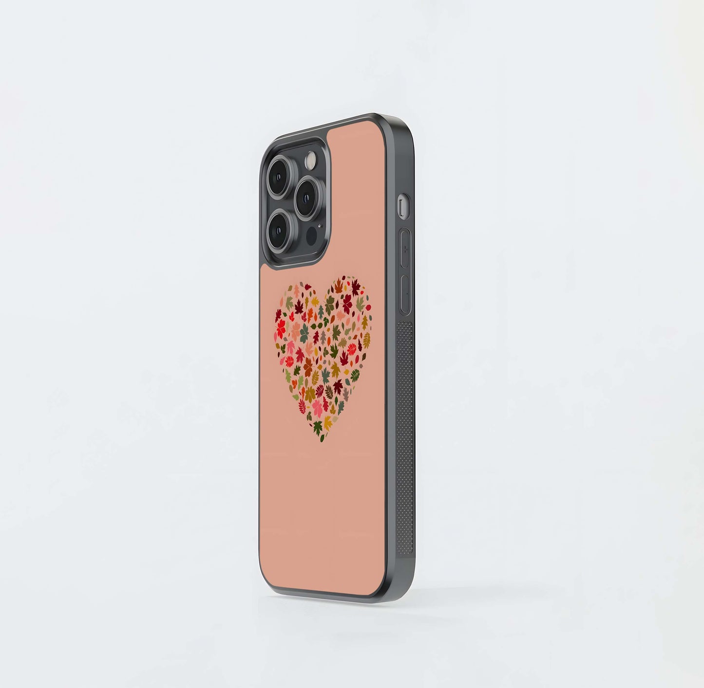 Autumn Leaf Heart Collage Glass Case