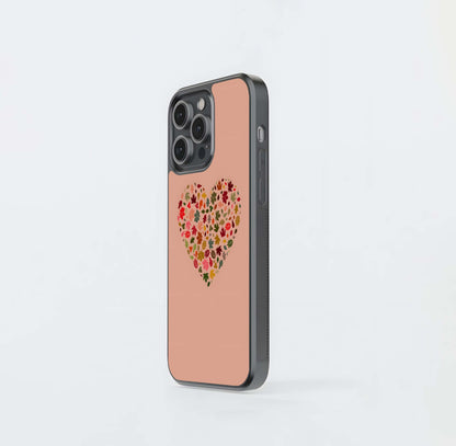 Autumn Leaf Heart Collage Glass Case