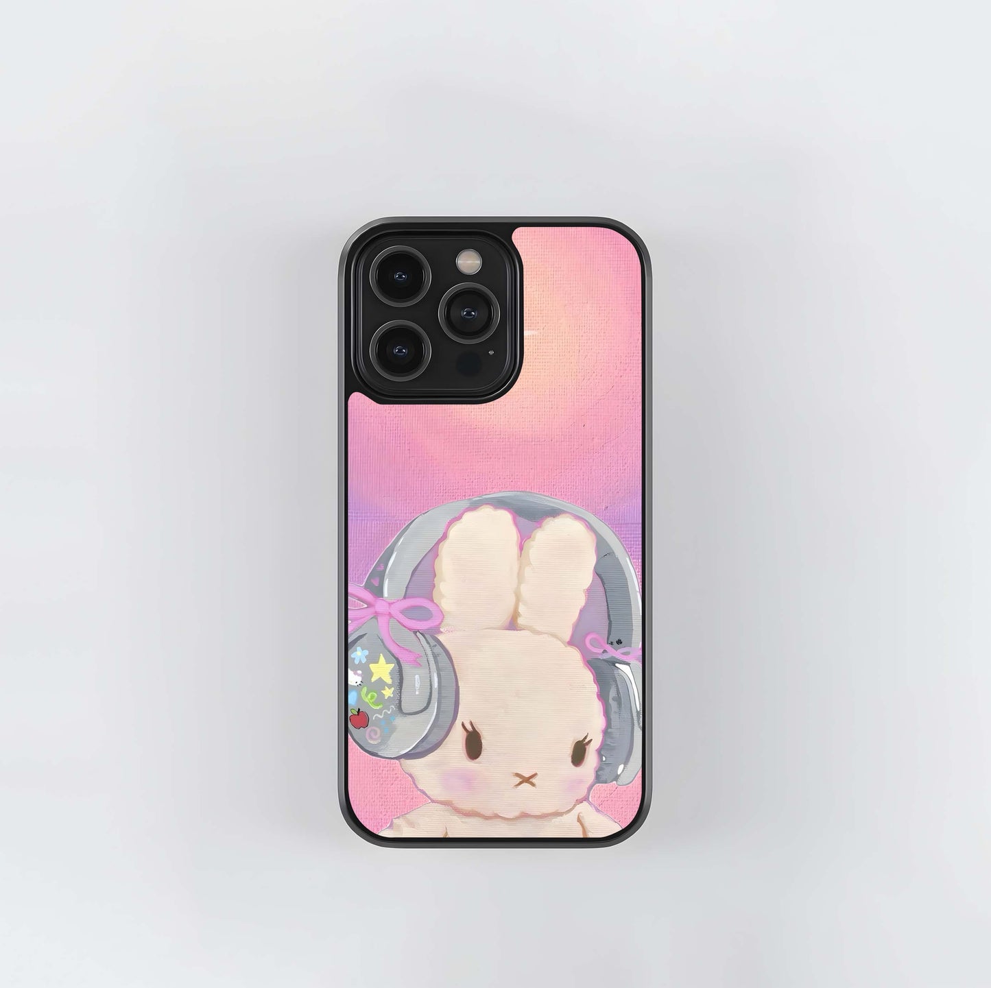 Bunny With Headphone Glass Case