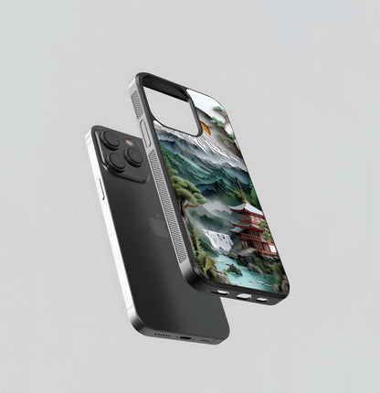 Layered Mount Fuji Temple Glass Case