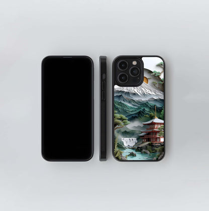 Layered Mount Fuji Temple Glass Case