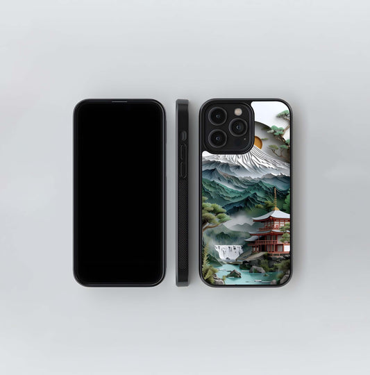 Layered Mount Fuji Temple Glass Case