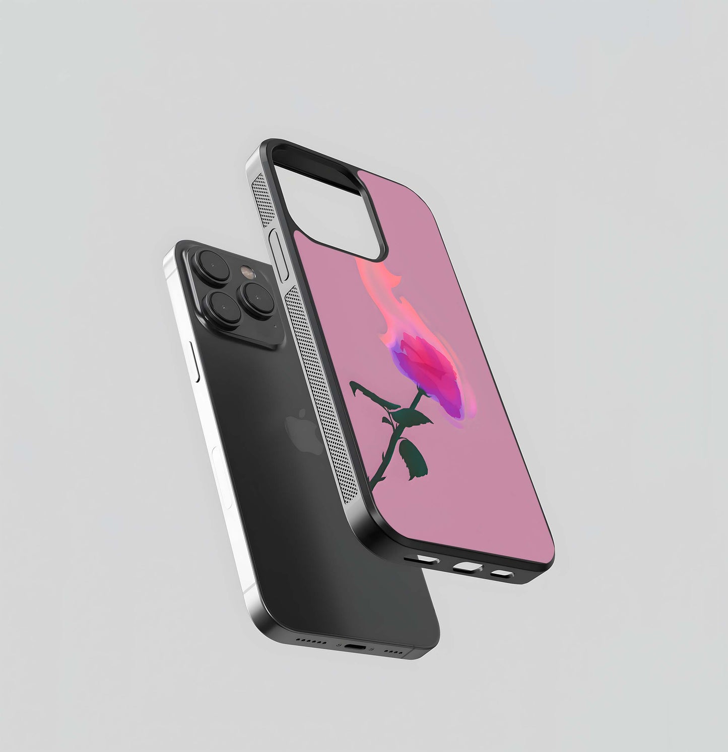 Burning Rose Love Glass Case