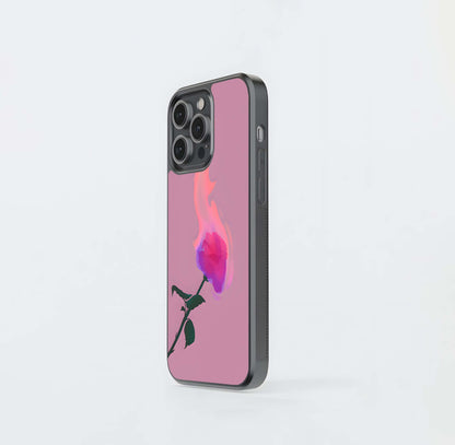 Burning Rose Love Glass Case