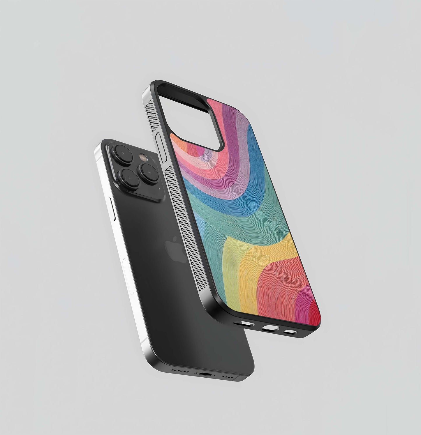 Lined Rainbow Wave Glass Case