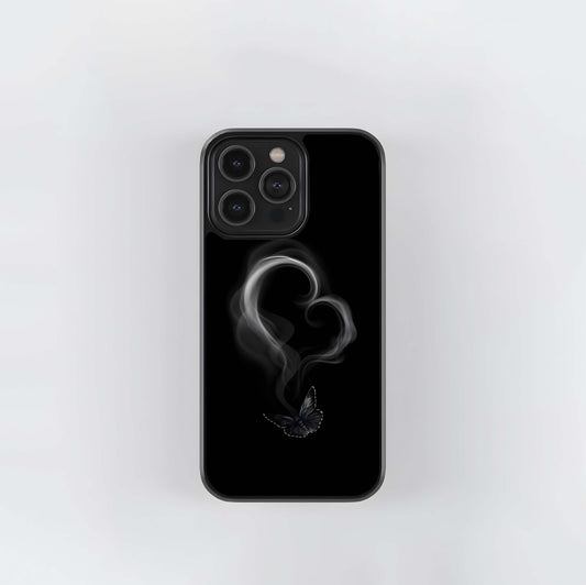 Butterfly Smoke Heart Glass Case