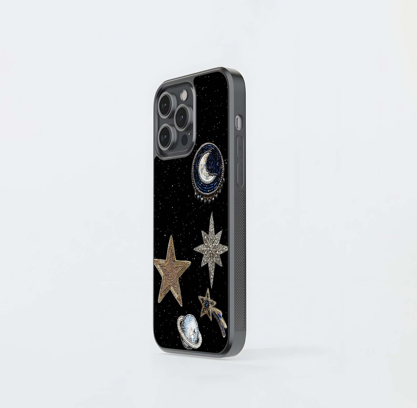 Beaded Cosmic Brooch Collection Glass Case