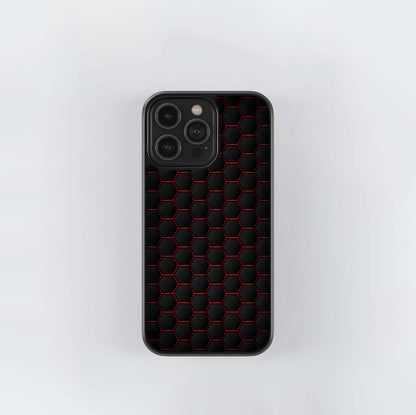 Red-Trim Hex Grid Glass Case