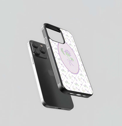 Lavender Gingham Floral Pattern Glass Case