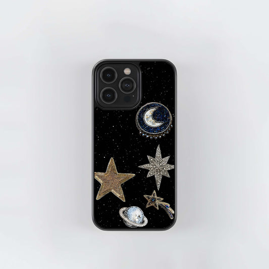 Beaded Cosmic Brooch Collection Glass Case
