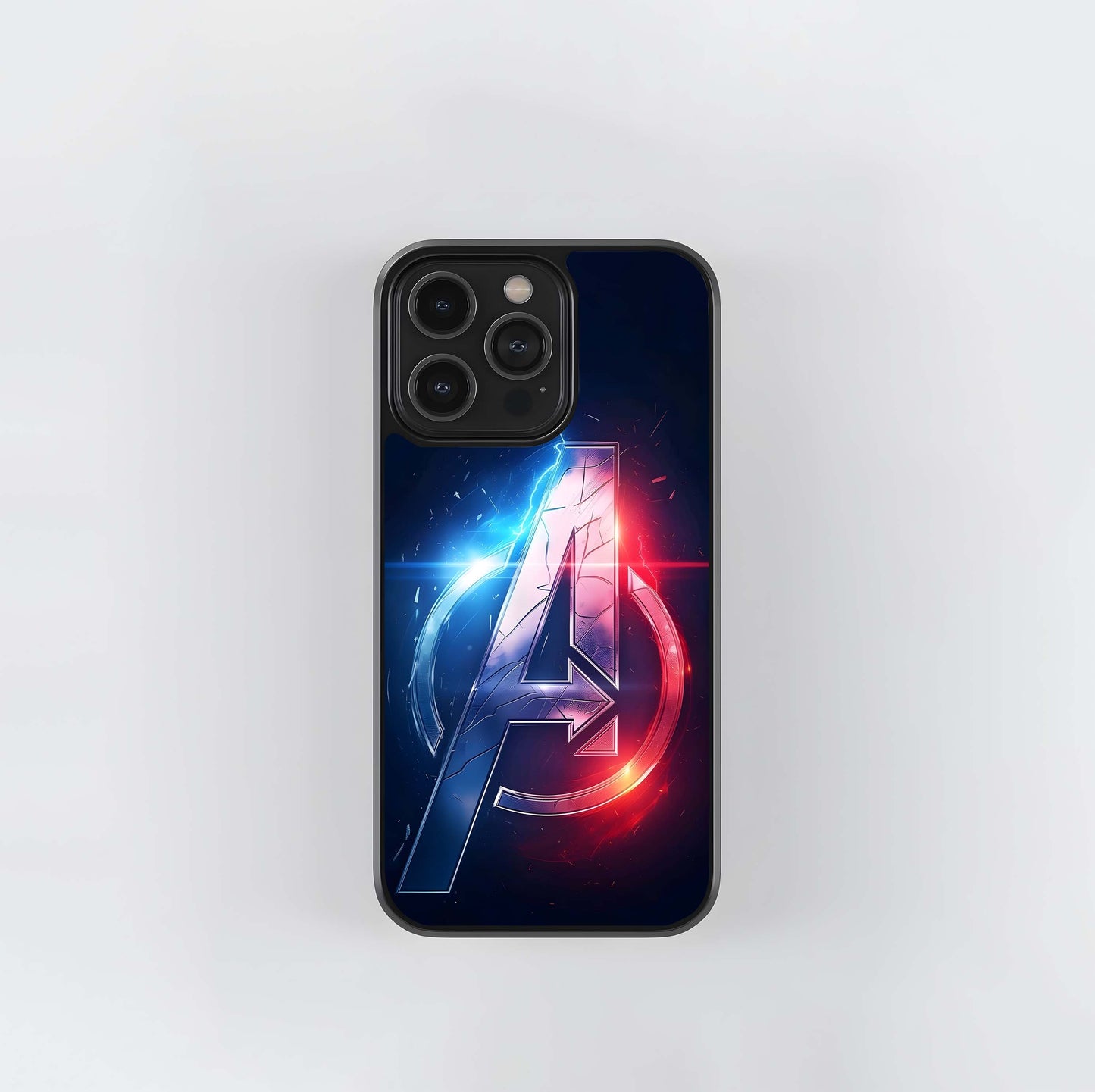 Shattered Avengers 'A' Logo with Blue and Red Light Glass Case