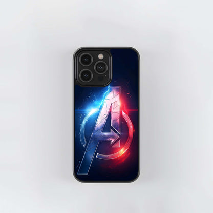 Shattered Avengers 'A' Logo with Blue and Red Light Glass Case
