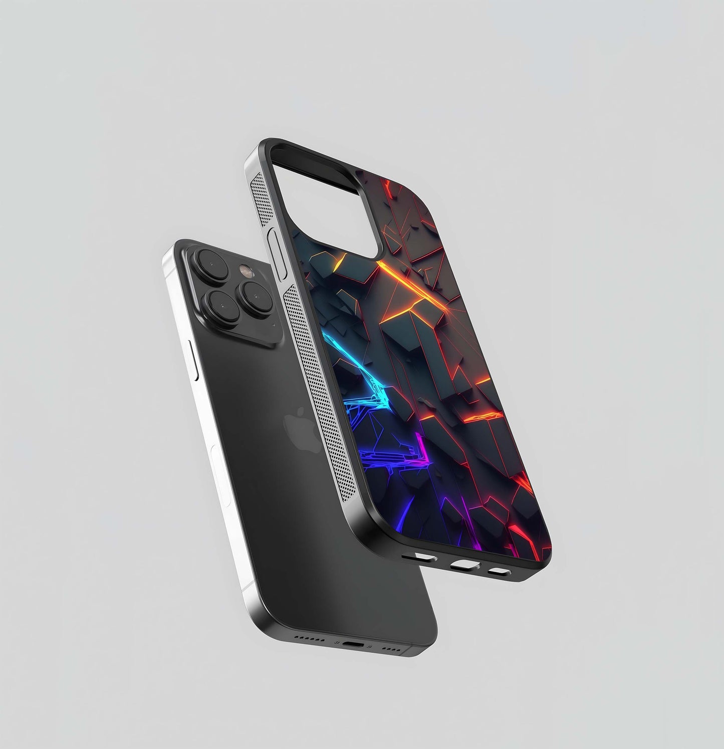 Neon Geometric Fracture Glass Case