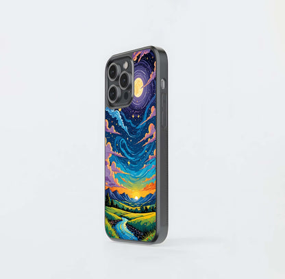 Dreamy Night Landscape Glass Case