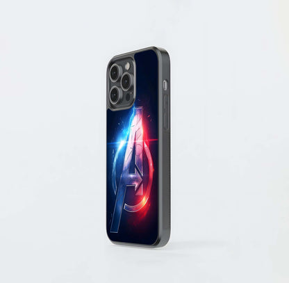 Shattered Avengers 'A' Logo with Blue and Red Light Glass Case