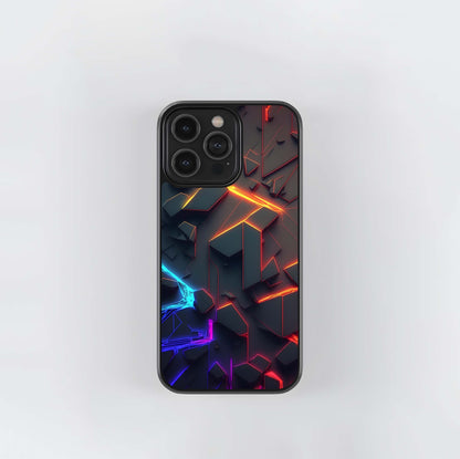Neon Geometric Fracture Glass Case