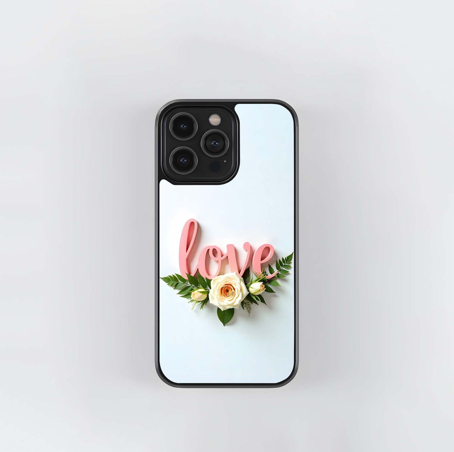 Love Script Rose Accent Glass Case
