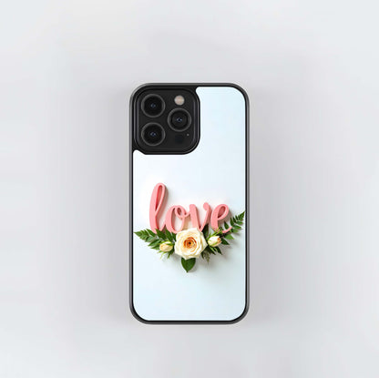 Love Script Rose Accent Glass Case
