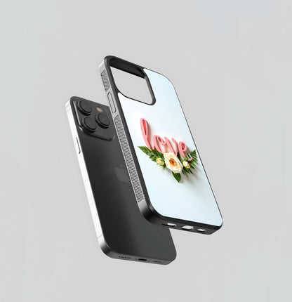 Love Script Rose Accent Glass Case