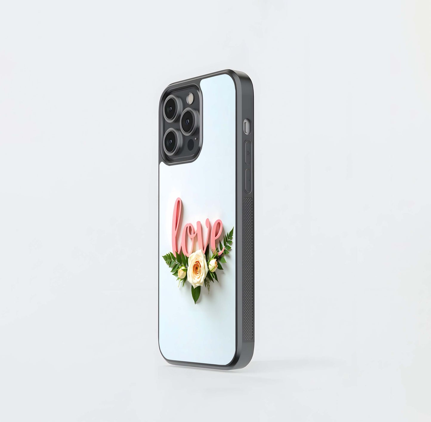 Love Script Rose Accent Glass Case