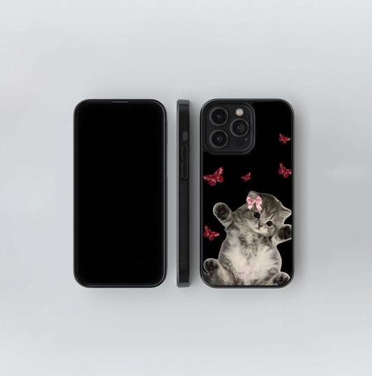 Butterfly Cat Bliss Glass Case