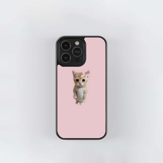 Innocent Cat With Pink Background Glass Case