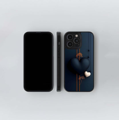 Black and White Hearts on Dark Background Glass Case