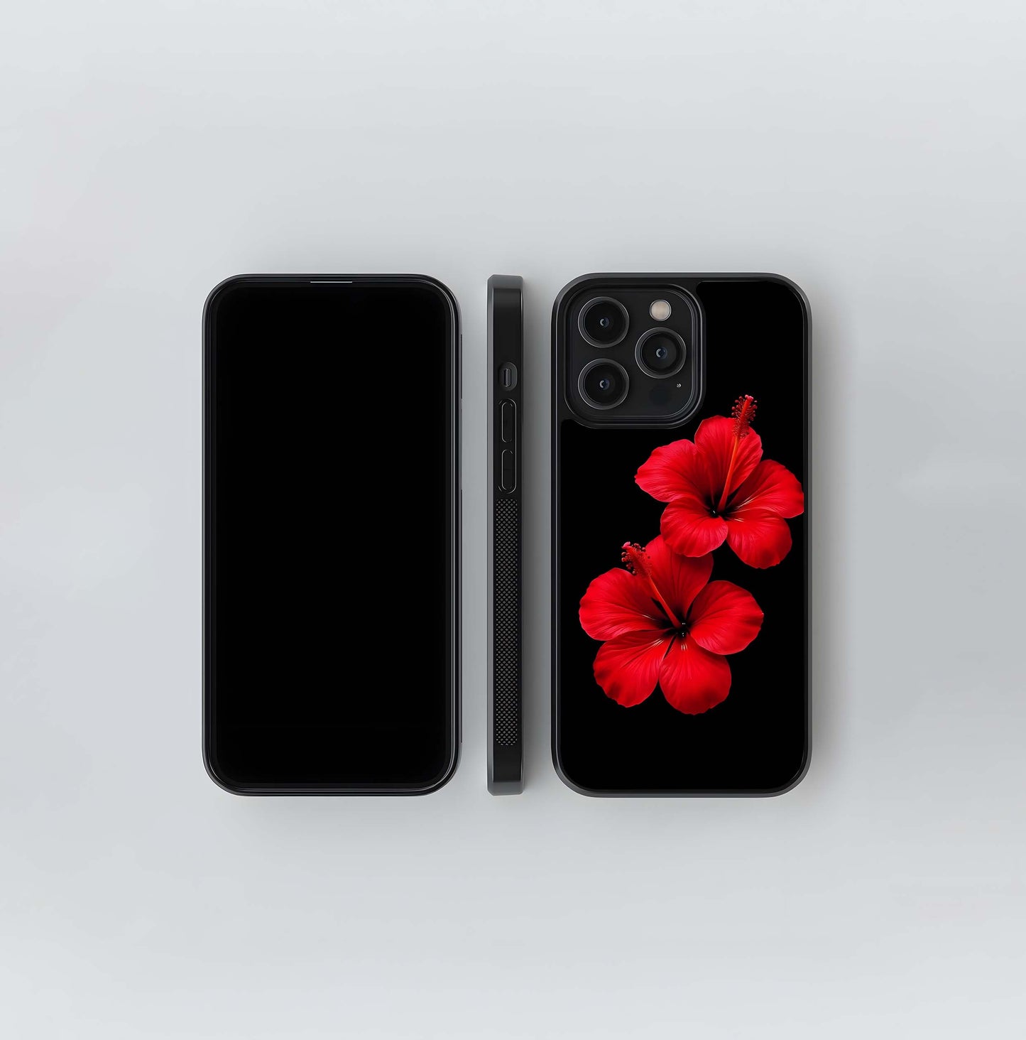 Black Velvet Hibiscus Glass Case