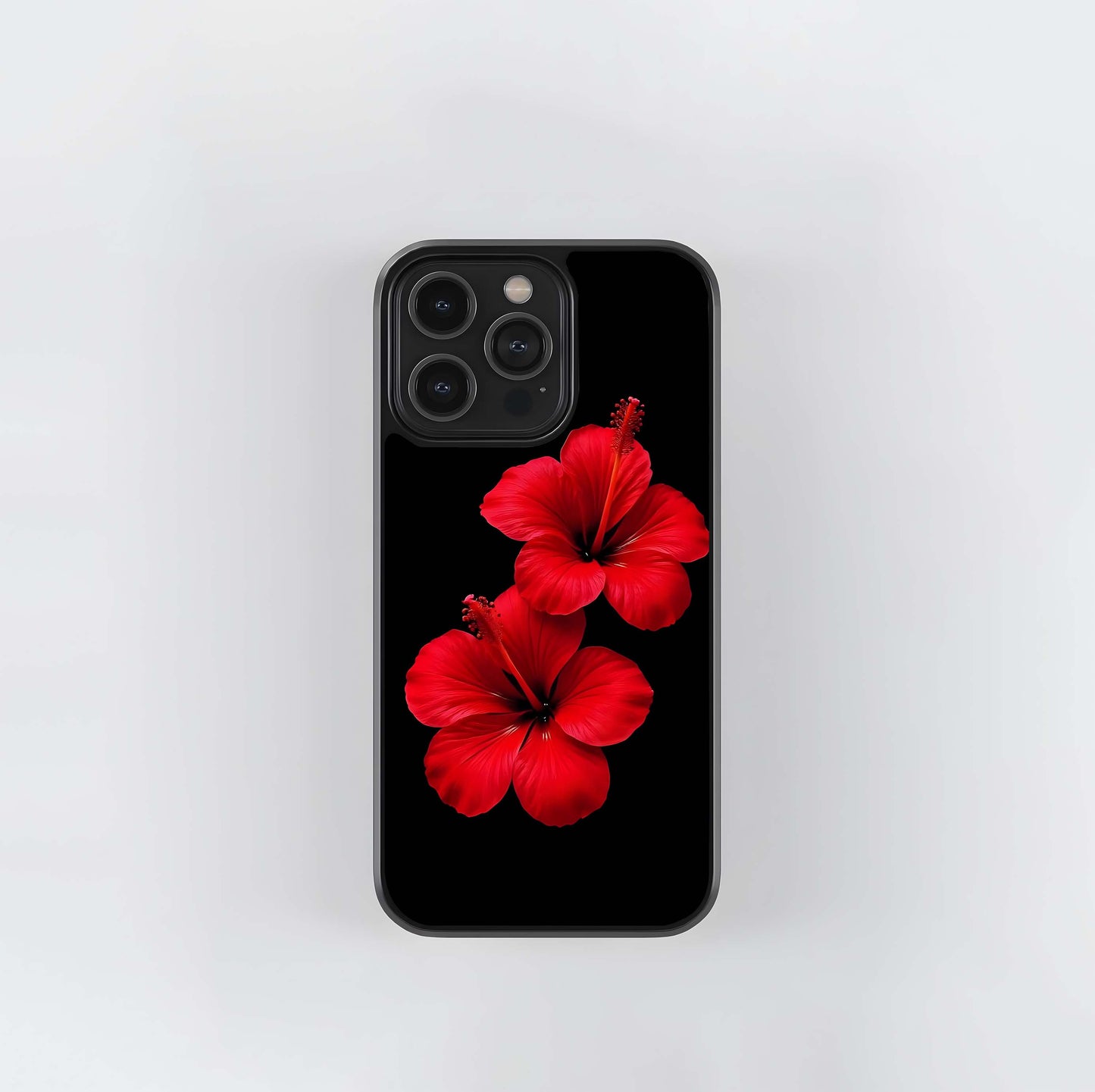 Black Velvet Hibiscus Glass Case