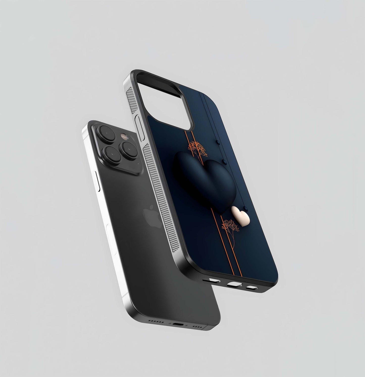 Black and White Hearts on Dark Background Glass Case