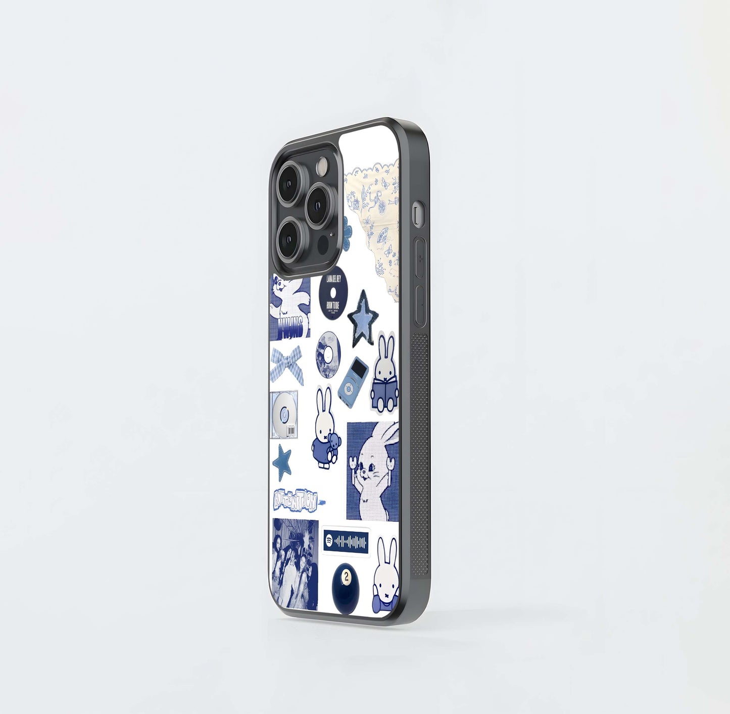 90s Blue Aesthetic Collage Glass Case