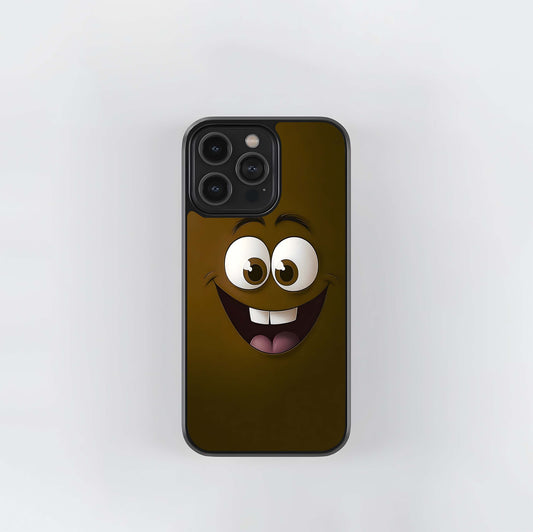 3D Wide-Grinning Cartoon Face in Brown Glass Case