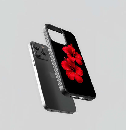 Black Velvet Hibiscus Glass Case