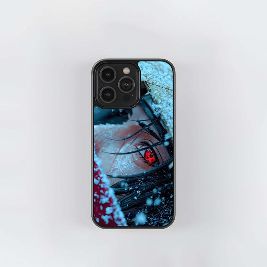 Anime Eye in Snow with Red Glow Glass Case